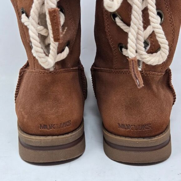 MUK LUKS Brown Suede Mid Winter Boots Ziggy Rodeo Water Repellent Size 9 - Picture 5 of 11
